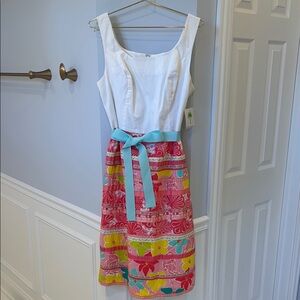 Lilly Pulitzer Pink and White Sleeveless Midi Sundress
